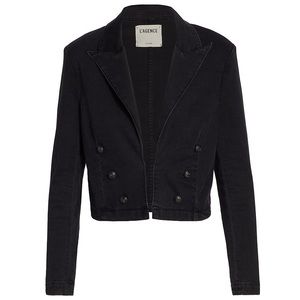L’AGENCE Dolly Cropped Denim Washed Black Blazer New With Tags